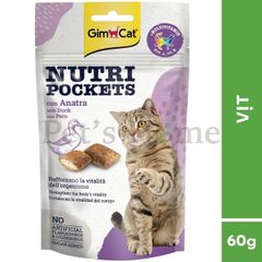 Bánh thưởng Gimcat Nutri Pockets snack viên giòn có nhân không ngũ cốc giúp sạch răng cho mèo Đức 60g