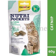 Bánh thưởng Gimcat Nutri Pockets snack viên giòn có nhân không ngũ cốc giúp sạch răng cho mèo Đức 60g