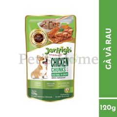 Pate Jerhigh thức ăn uớt dạng thịt sốt bổ sung Vitamin E, Kẽm, Biotin giúp nuôi dưỡng da lông cho chó Thái Lan gói 120g
