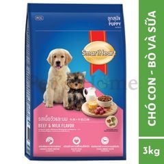 Hạt Smartheart cho chó con vị bò và sữa