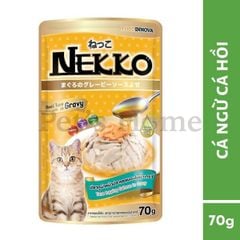 Pate Nekko Gravy thức ăn ướt dạng sốt giúp bổ sung các chất dinh dưỡng cần thiết và hỗ trợ tiêu hoá cho mèo Thái Lan gói 70g