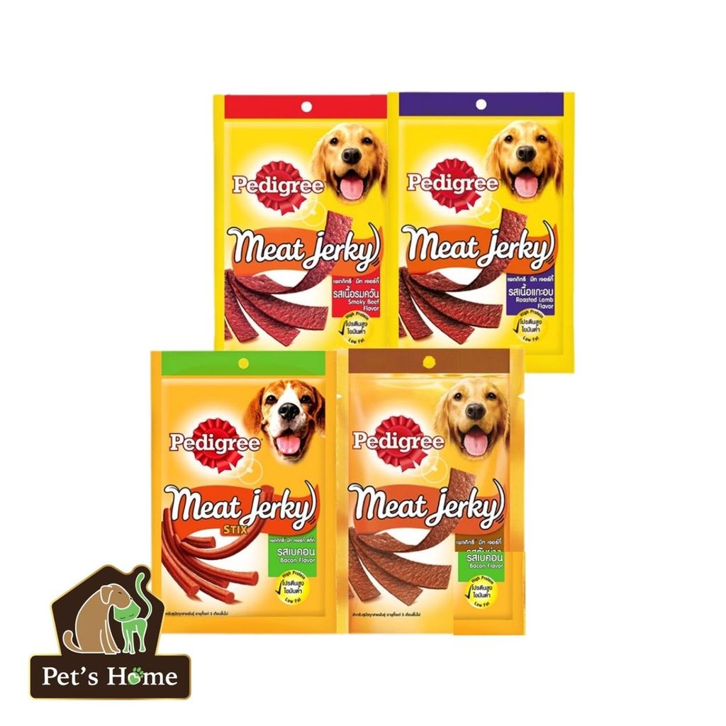 Bánh thưởng Pedigree Meat Jerky Stix snack dạng thanh mềm vị thịt xông khói cho chó Thái Lan 60g
