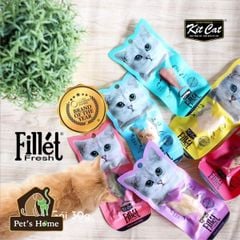 Bánh thưởng Kit Cat Fillet Fresh snack dạng thịt cá, gà nguyên miếng dinh dưỡng cho mèo Singapore