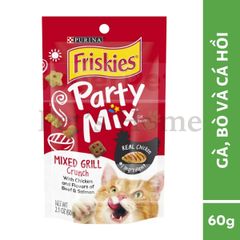 Bánh thưởng Friskies Party Mix snack dạng viên giòn, nhiều hương vị thơm ngon cho mèo chính hãng Mỹ