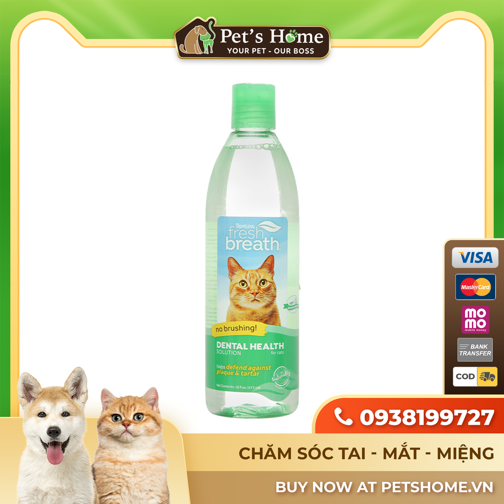 Nước vệ sinh răng miệng cho mèo Tropiclean Water Additive 473ml