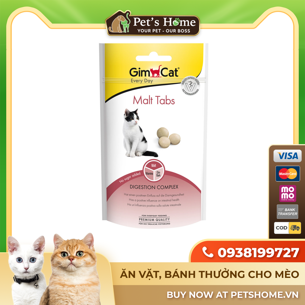 Viên hỗ trợ búi lông Gimcat Malt Tabs 40g