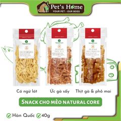 Snack thịt sấy Natural Core cho mèo 40g cá ngừ lát, thịt gà phô mai, ức gà sấy Hàn Quốc