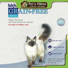 Hạt Iskhan Grainfree [2,5kg] thức ăn cho mèo Kitten, Adult trị hairball, chống rụng lông Hàn Quốc