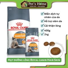 Hạt Royal Canin Hair & Skin [2kg - 400g] thức ăn cho mèo dưỡng da lông khỏe bóng mượt Pháp