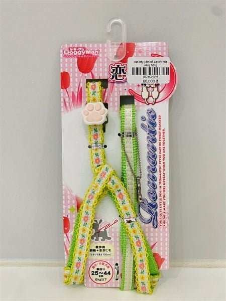Set dây yếm cổ lovely hoa vàng hồng 10mm Doggyman