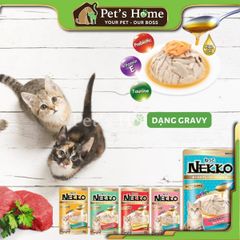 Pate Nekko Gravy thức ăn ướt dạng sốt giúp bổ sung các chất dinh dưỡng cần thiết và hỗ trợ tiêu hoá cho mèo Thái Lan gói 70g