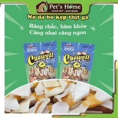 Xương nơ DoggyMan Chewell, da bò kẹp thịt gà cho chó cưng