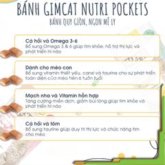 Bánh thưởng Gimcat Nutri Pockets snack viên giòn có nhân không ngũ cốc giúp sạch răng cho mèo Đức 60g