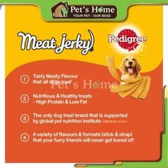 Bánh thưởng Pedigree Meat Jerky Stix snack dạng thanh mềm vị thịt xông khói cho chó Thái Lan 60g