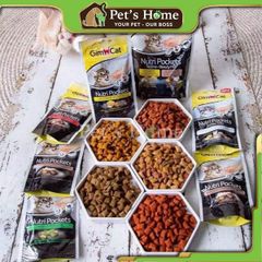 Bánh thưởng Gimcat Nutri Pockets snack viên giòn có nhân không ngũ cốc giúp sạch răng cho mèo Đức 60g