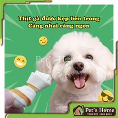 Xương nơ DoggyMan Chewell, da bò kẹp thịt gà cho chó cưng
