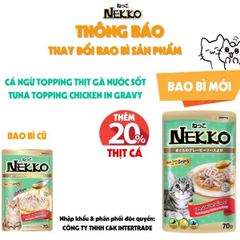 Pate Nekko Gravy thức ăn ướt dạng sốt giúp bổ sung các chất dinh dưỡng cần thiết và hỗ trợ tiêu hoá cho mèo Thái Lan gói 70g