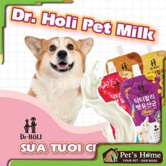 Sữa Dr. Holi sữa tươi ít béo, dễ hấp thu, giảm mùi hôi phân cho chó mèo Hàn Quốc túi 180ml