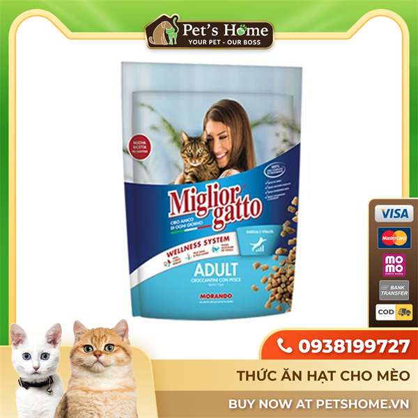 Thức ăn Migliorgatto M12 cho mèo trưởng thành vị cá 400g
