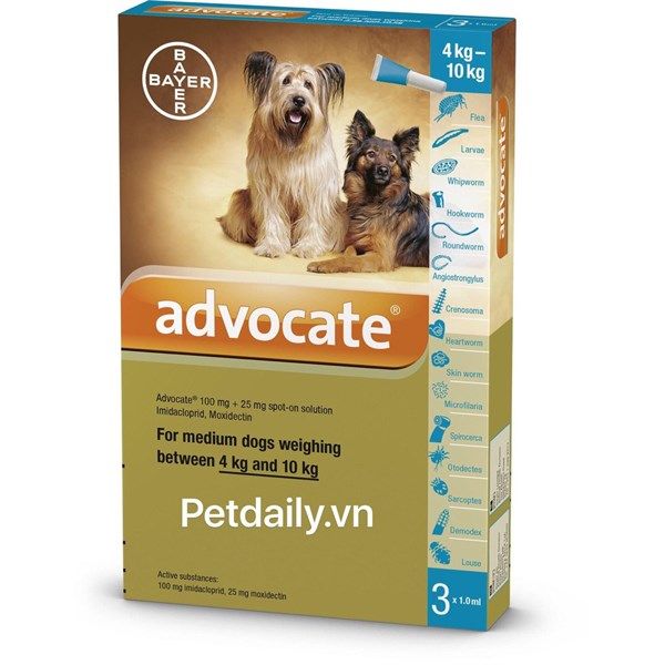 Advocate trị ký sinh trùng cho chó 4-10kg