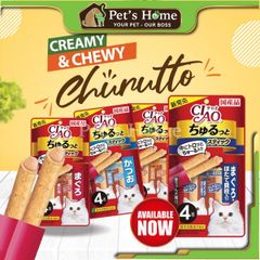 Bánh thưởng Ciao Churutto Stick snack que mềm nhân kem siêu thơm ngon hấp dẫn cho mèo Thái Lan