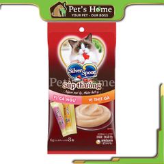Súp Thưởng Cho Mèo Silver Spoon Treat Tube Hỗ Trợ Tiêu Hoá - Gói 8 Thanh (6gx8)