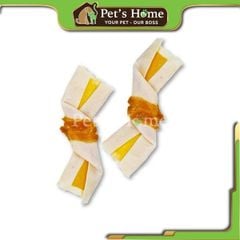 Xương nơ DoggyMan Chewell, da bò kẹp thịt gà cho chó cưng