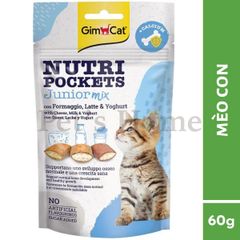 Bánh thưởng Gimcat Nutri Pockets snack viên giòn có nhân không ngũ cốc giúp sạch răng cho mèo Đức 60g