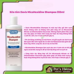 Sữa tắm Davis sữa tắm dành cho chó mèo viêm da, nấm da, ghẻ Mỹ 355ml