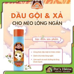 Dầu gội và xả Lee & Webster sữa tắm dưỡng ẩm và mượt lông cho mèo con, mèo lông trắng Hàn Quốc 280g