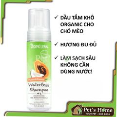 Dầu tắm khô cho chó mèo Tropiclean Waterless Shampoo 220ml