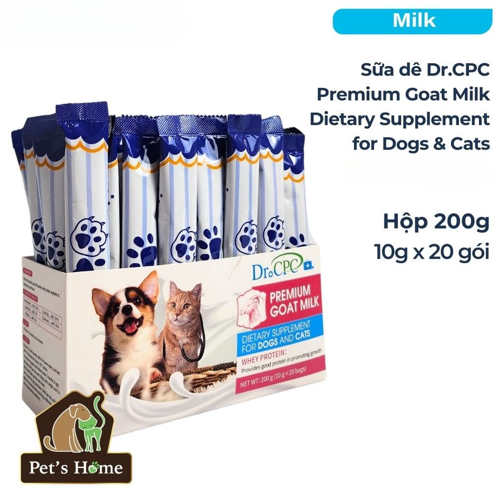 Sữa Dr CPC Premium Goat Milk sữa dê kích thích ăn uống cho chó mèo Mỹ hộp 200g