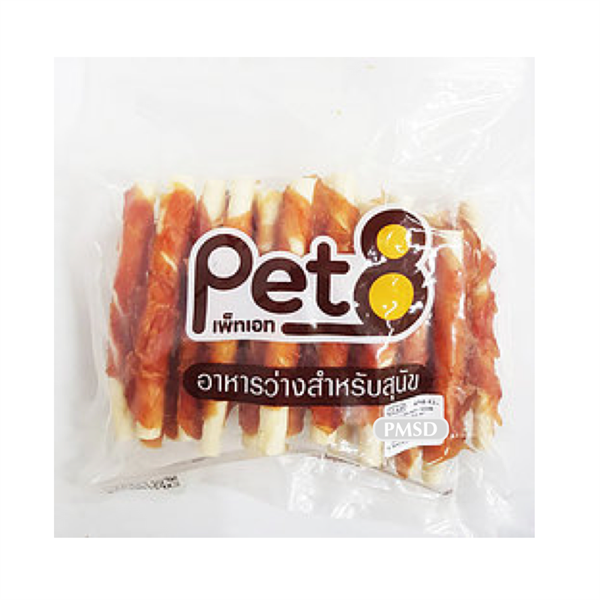 Que sữa cứng bọc thịt gà Pet8