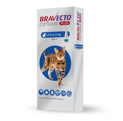 Thuốc Bravecto trị ghẻ, viêm da, ve rận cho mèo 2,8-6,25kg