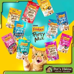 Bánh thưởng Friskies Party Mix snack dạng viên giòn, nhiều hương vị thơm ngon cho mèo chính hãng Mỹ