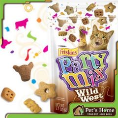 Bánh thưởng Friskies Party Mix snack dạng viên giòn, nhiều hương vị thơm ngon cho mèo chính hãng Mỹ