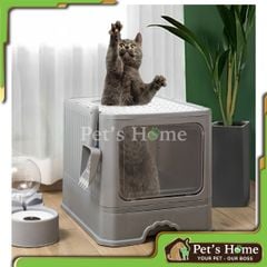 Nhà vệ sinh mèo hình hộp mái dốc