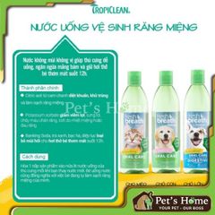 Nước vệ sinh răng miệng Tropiclean Water Additive giúp sạch răng, thơm miệng cho chó mèo Mỹ 473ml