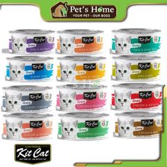 Pate Kit Cat Gravy thức ăn mềm ướt dạng thịt nấu sốt bổ sung Taurine cho mèo lon 70g