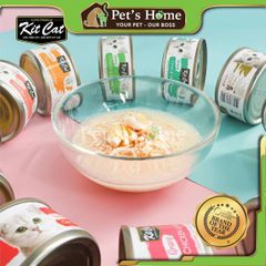 Pate Kit Cat Gravy thức ăn mềm ướt dạng thịt nấu sốt bổ sung Taurine cho mèo lon 70g