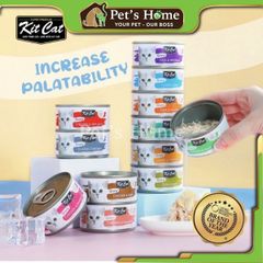 Pate Kit Cat Gravy thức ăn mềm ướt dạng thịt nấu sốt bổ sung Taurine cho mèo lon 70g