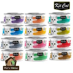 Pate Kit Cat Gravy thức ăn mềm ướt dạng thịt nấu sốt bổ sung Taurine cho mèo lon 70g