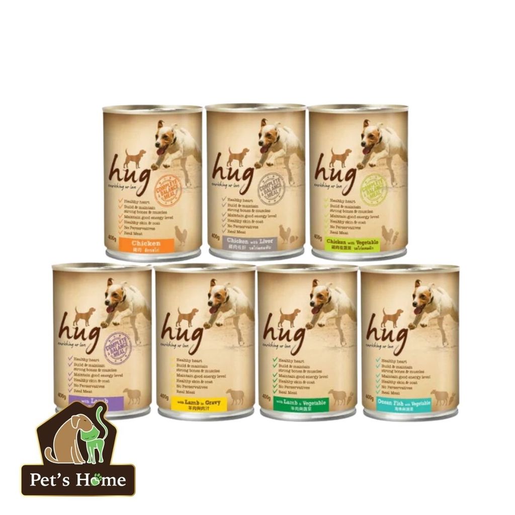 Pate Hug thức ăn mềm ướt cho chó vị cừu gà bò Thái Lan lon 400g