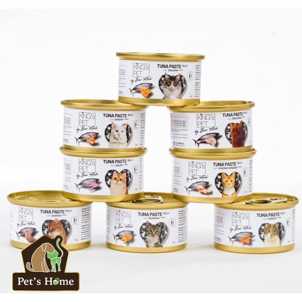 Pate King's Pet by Bao Anh thức ăn ướt mềm không chứa chất bảo quản cho mèo nội địa lon 80g