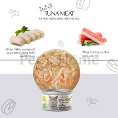 Pate Meowow thức ăn ướt mềm vị cá ngừ trắng giàu omega 3 giúp mượt lông cho mèo Hàn Quốc lon 80g