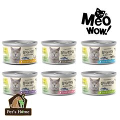 Pate Meowow thức ăn ướt mềm vị cá ngừ trắng giàu omega 3 giúp mượt lông cho mèo Hàn Quốc lon 80g
