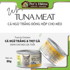 Pate Meowow thức ăn ướt mềm vị cá ngừ trắng giàu omega 3 giúp mượt lông cho mèo Hàn Quốc lon 80g