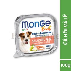 Pate Monge Fresh & Fruit thức ăn mềm ướt cho chó vị thịt, cá, bổ sung trái cây Ý khay 100g