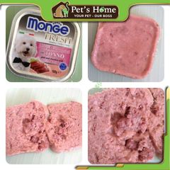 Pate Monge Fresh & Fruit thức ăn mềm ướt cho chó vị thịt, cá, bổ sung trái cây Ý khay 100g