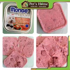 Pate Monge Fresh & Fruit thức ăn mềm ướt cho chó vị thịt, cá, bổ sung trái cây Ý khay 100g